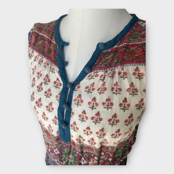 Faherty Bemini Kapu Beach Print Dress Smocked Waist Mini Boho Womens Size Small - Picture 6 of 10